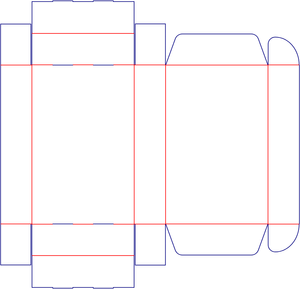 Flat dieline preview for FEFCO 0427 roll end tray with locking cover dieline