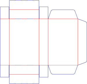 Flat dieline preview for FEFCO 0429 tray box with self locking wall and hinged lid dieline