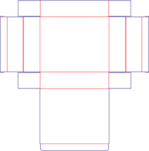 Flat dieline preview for FEFCO 0428 tray with foot-lock and hinged lid dieline