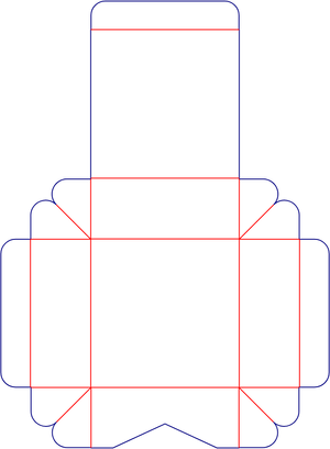 Flat dieline preview for Custom dimensions tuck frount box flip top boxes dieline 151100