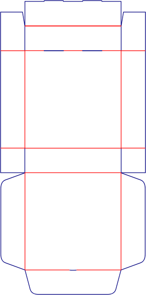 Flat dieline preview for FEFCO 0426 tray with front self locking walls and hinged lid dieline