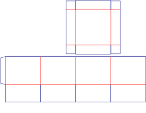 Flat dieline preview for FEFCO 0312 half slotted box (HSC) with lid dieline