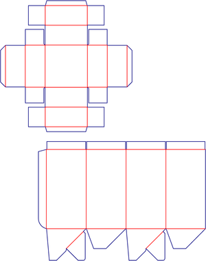 Flat dieline preview for Custom dimensions boxes with lid auto lock bottom dieline 161130
