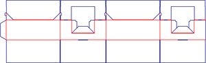 Pratinjau pola potong datar · Pola potong kotak baki