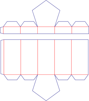 Flat dieline preview for Variable quantity polygonal box with lid dieline