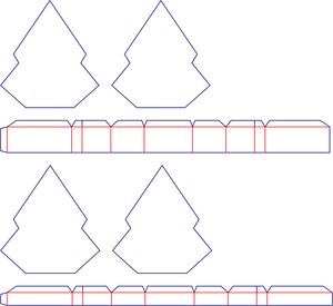 Flat dieline preview for Double layer christmas tree box dieline