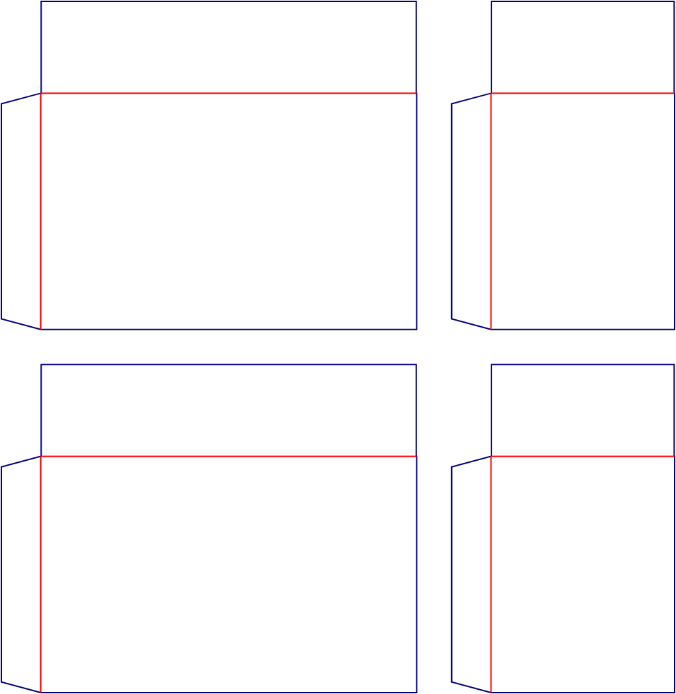 Flat dieline preview for Bottomless cardboard box dieline 201014