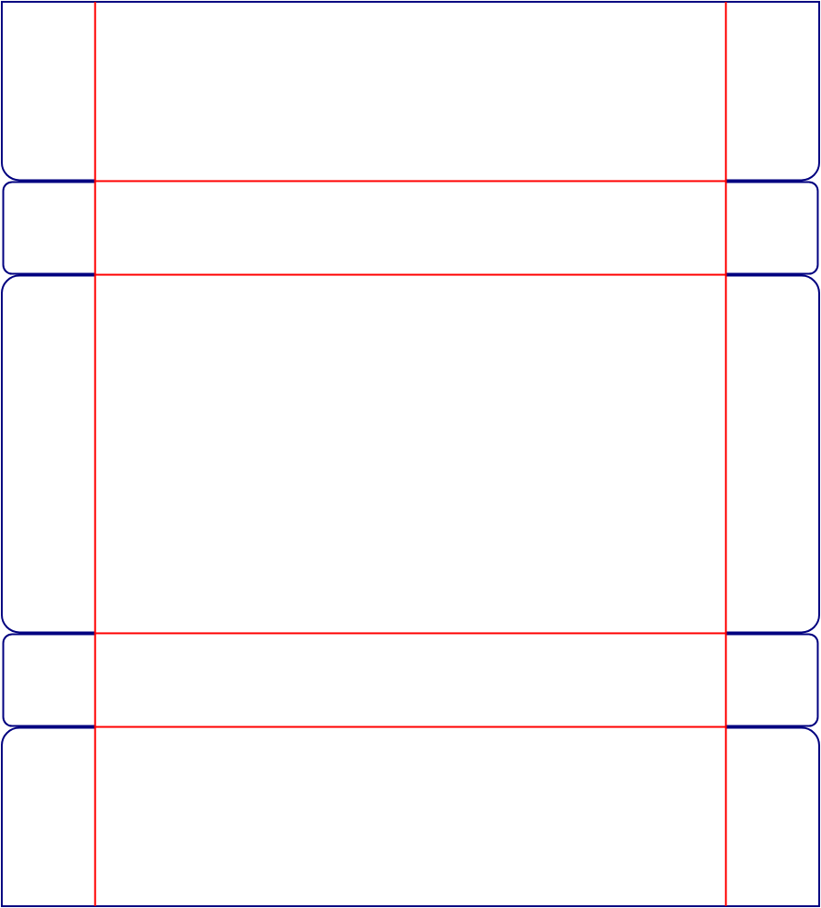 Flat dieline preview for FEFCO 0411 five panel folder - center seam (FPF) dieline
