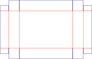 Flat dieline preview for FEFCO 0480 regular slotted tray with flange dieline