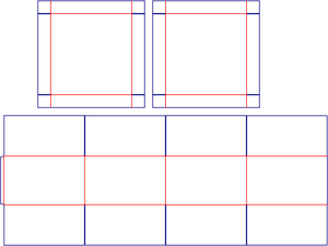Flat dieline preview for FEFCO 0313 regular slotted (RSC) with tray and lid dieline