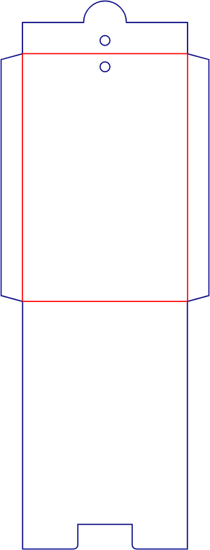 Flat dieline preview for Custom dimensions envelopes hanging hole dieline 248060
