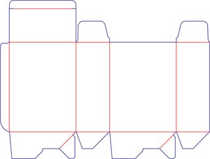 Flat dieline preview for Custom dimensions pvc boxes auto lock bottom dieline 403030