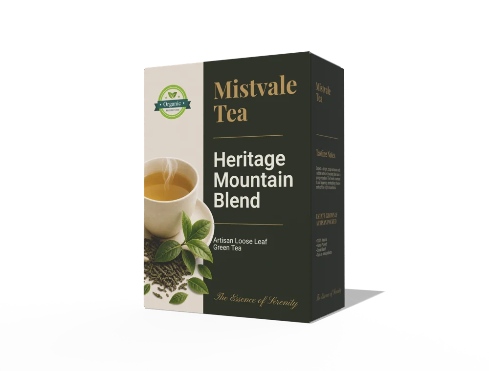 MISTVALE TEA Mountain blend packaging design
