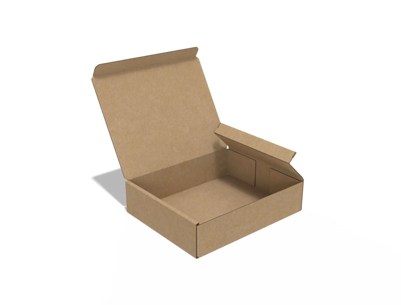 FEFCO 0428 tray with foot-lock and hinged lid — E-flute corrugated board