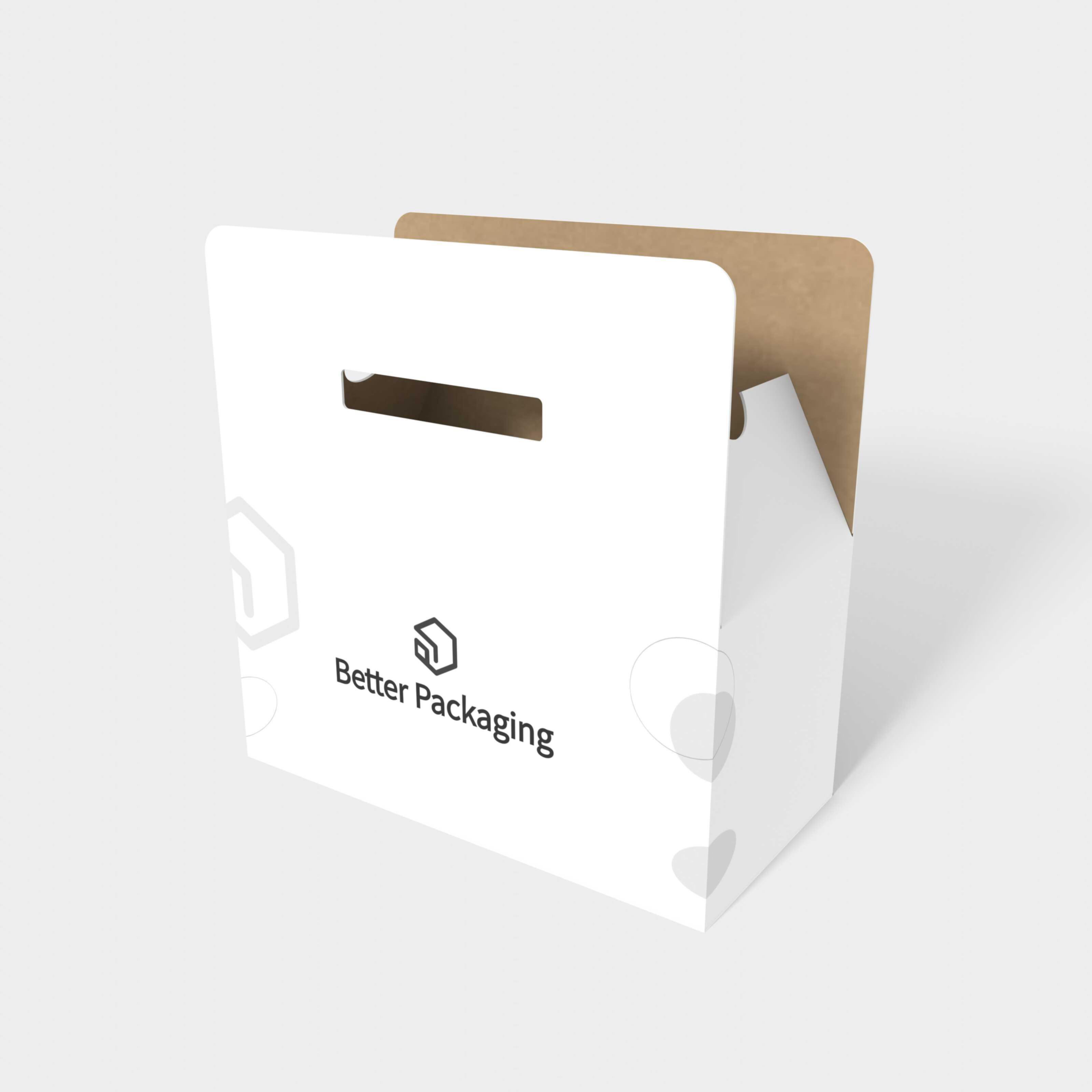 Mailer box with adhesive opening and handles — Corrugated board