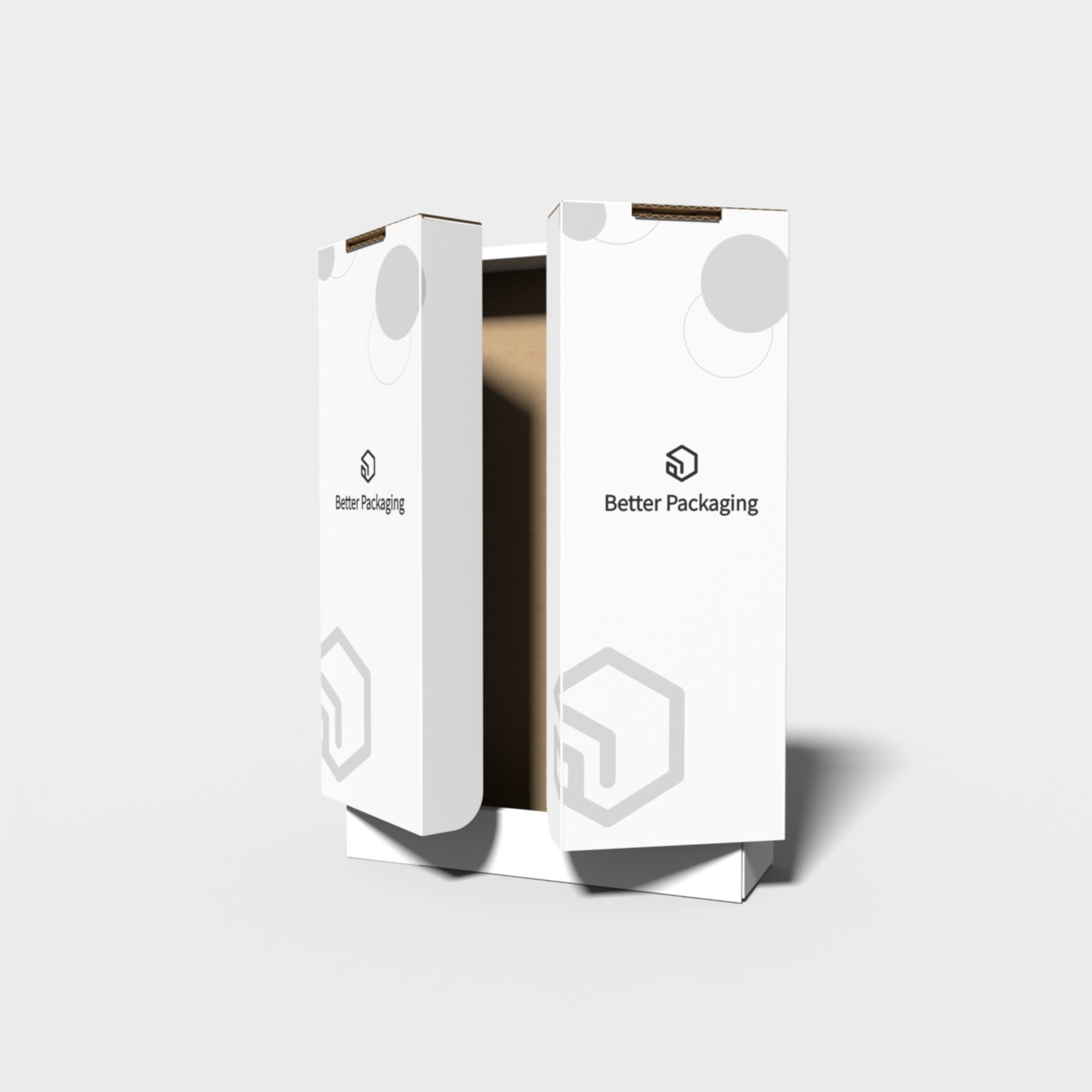 Polygonal boxes double door style auto lock bottom — Corrugated board