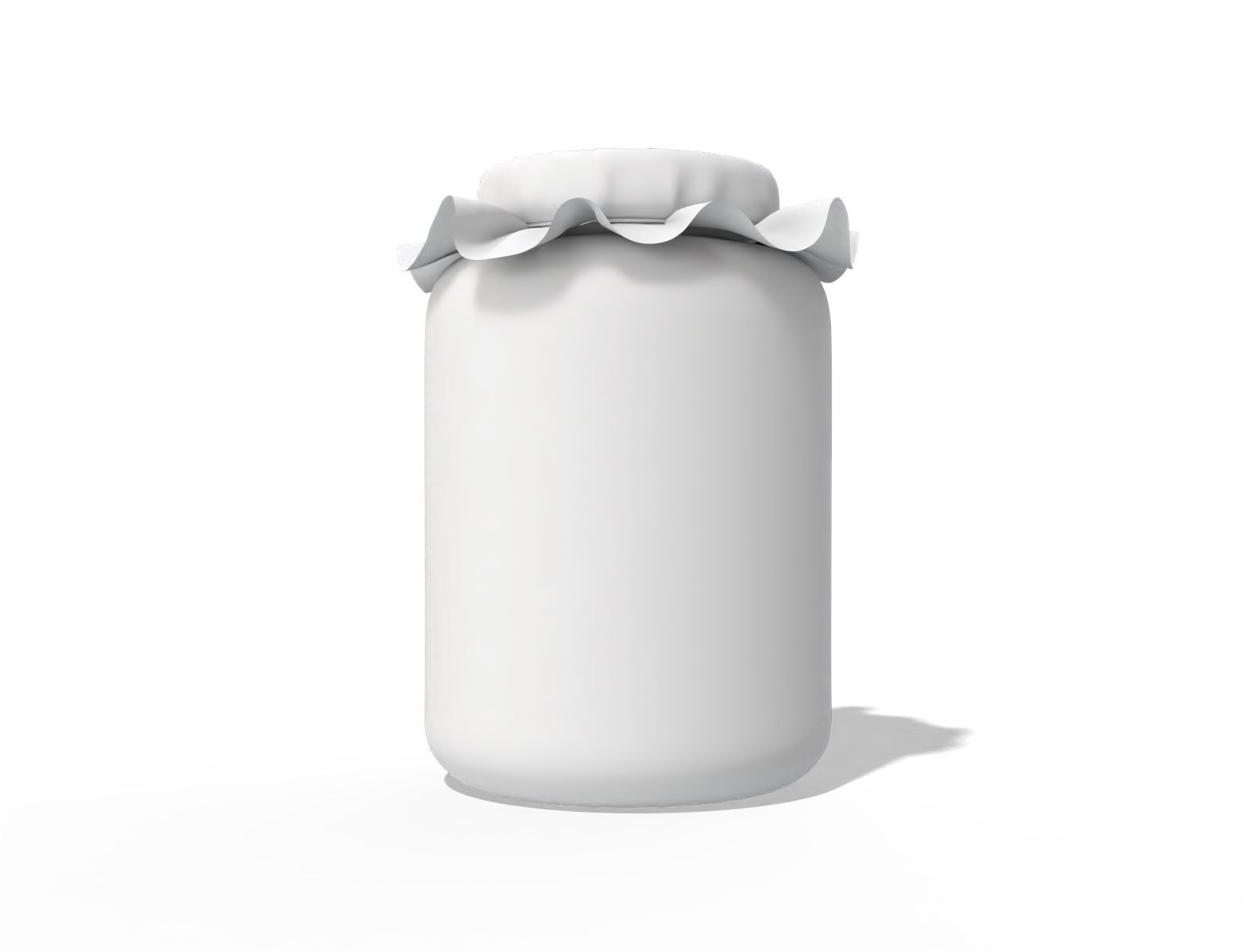 White jar with ruffled lid — Glossy glass