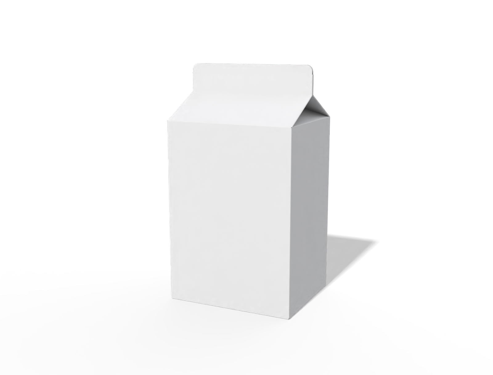 Paper house-top milk box dieline — White paperboard