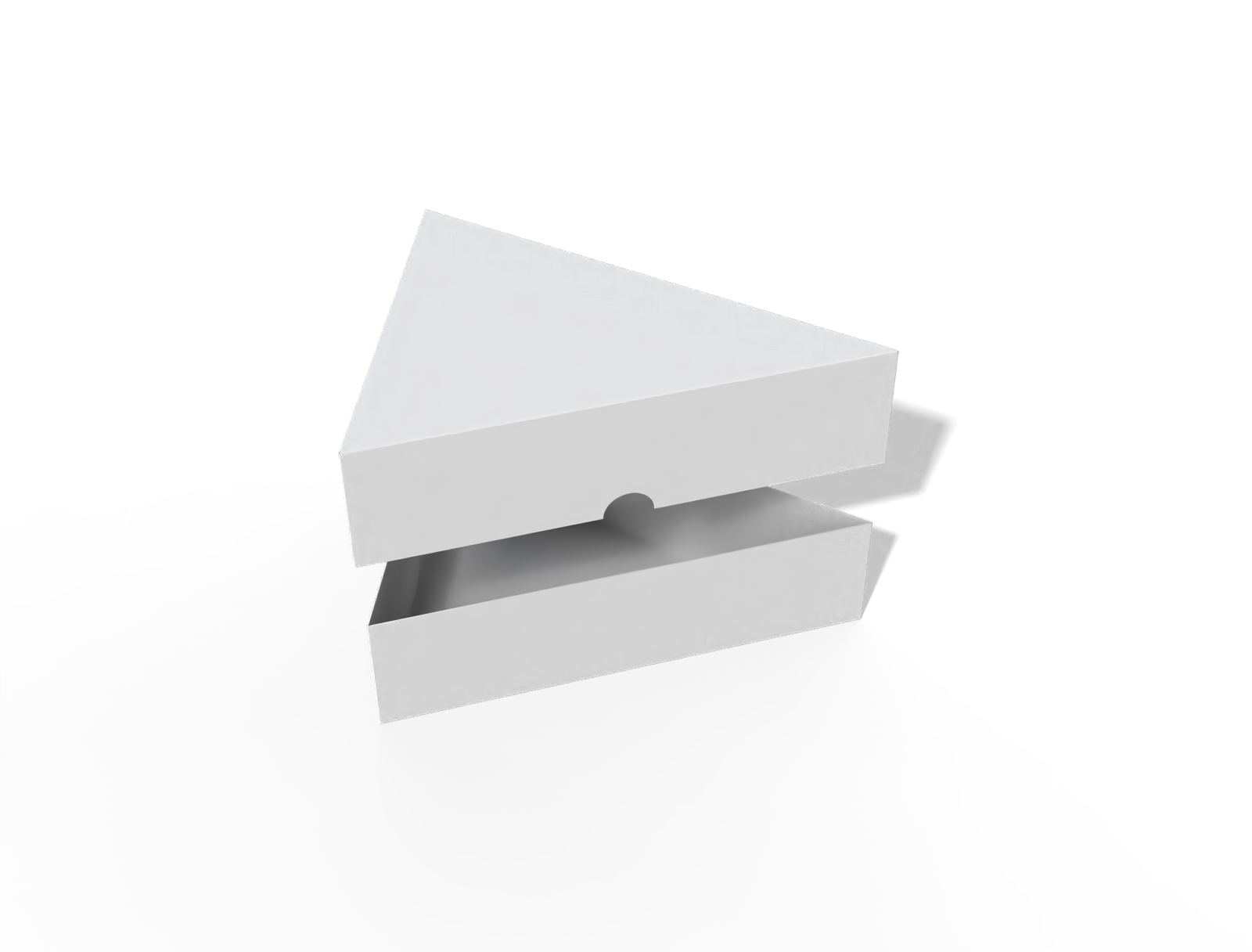 Triangle cake slice lid and base box — White paperboard