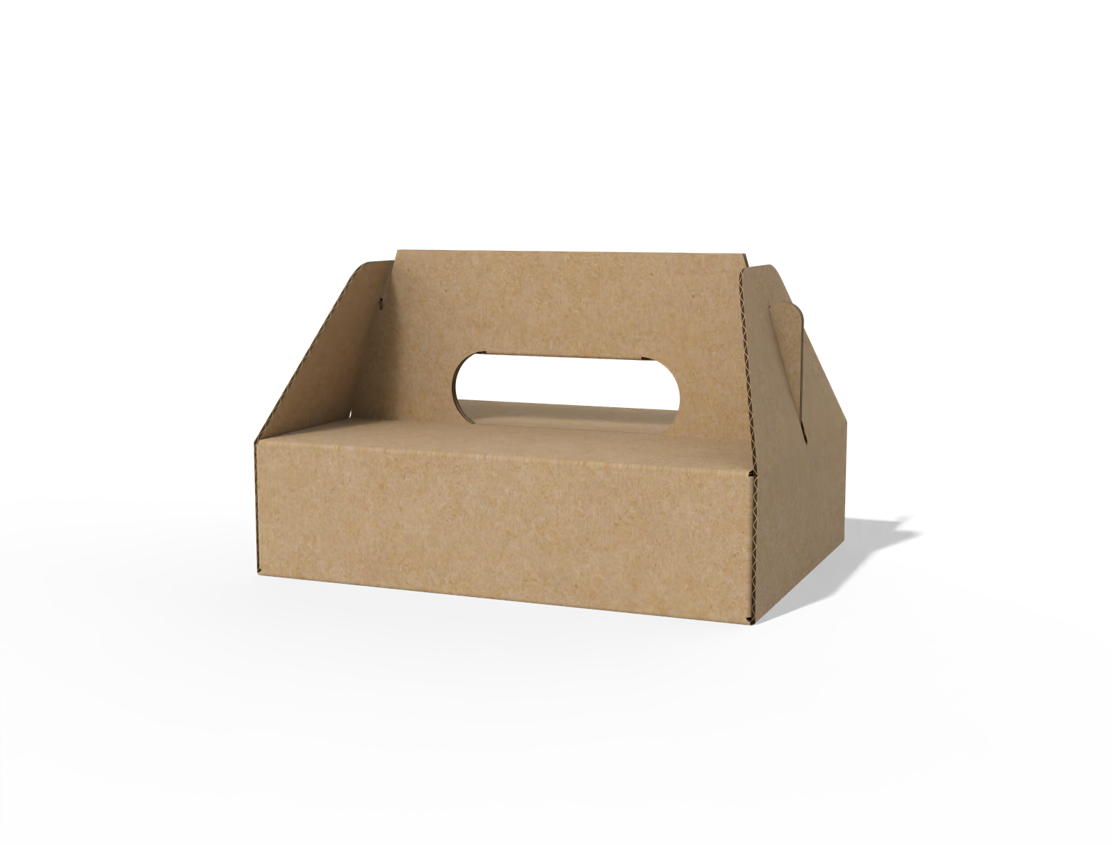Takeaway tray box with carry handle — E-flute corrugated board