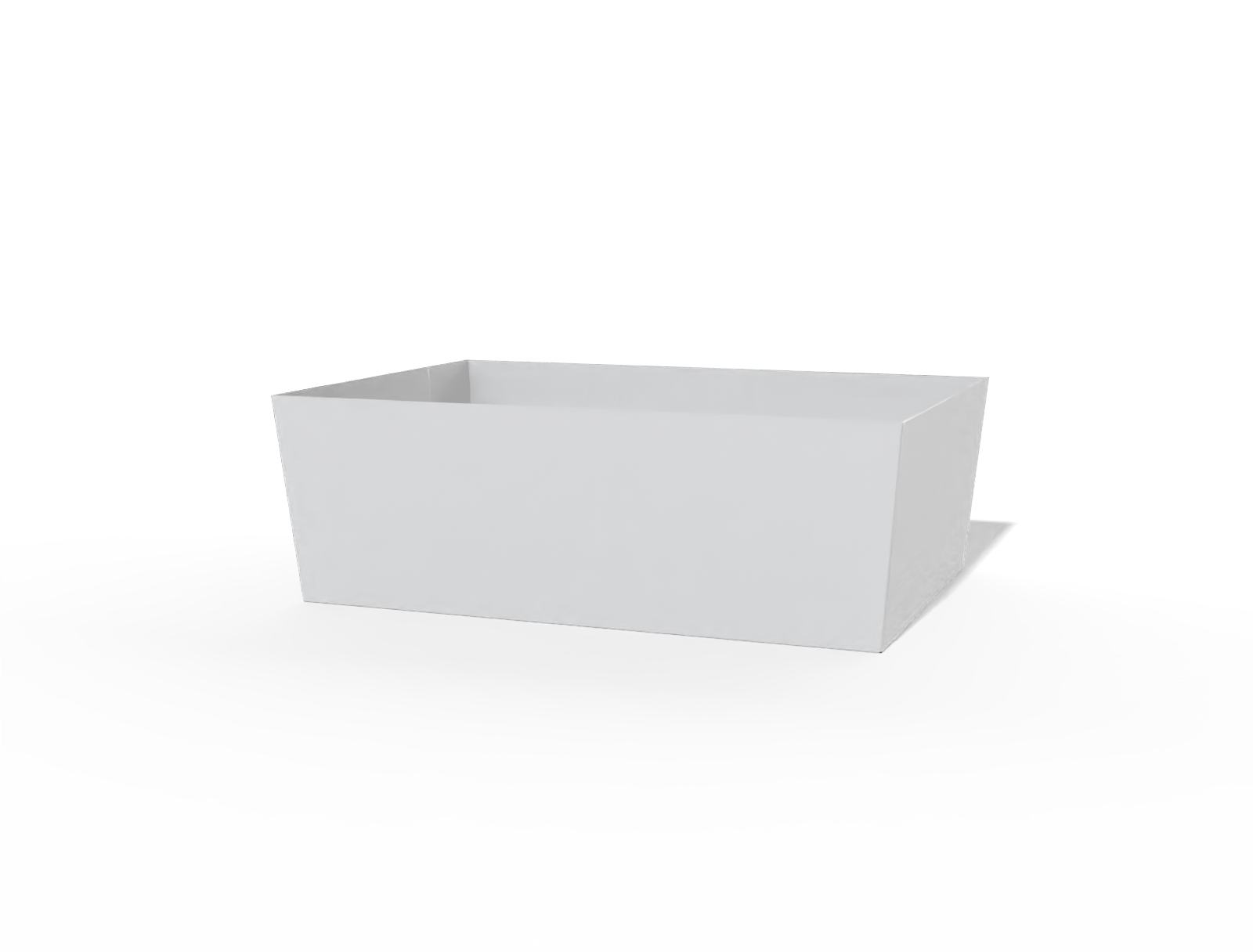 Trapezoid-shaped paper tray box — White paperboard