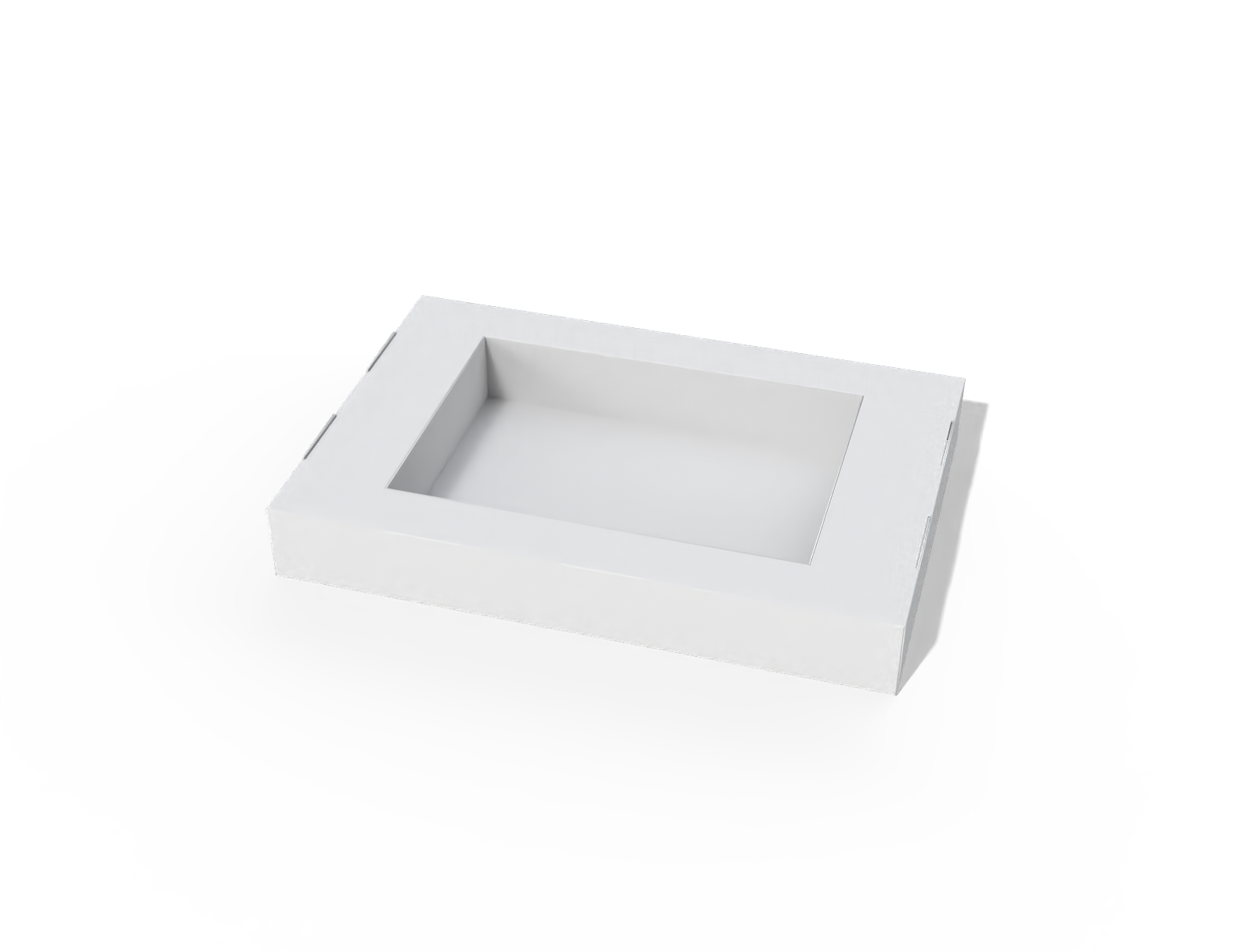 Glue free double-wall frame tray box — White paperboard