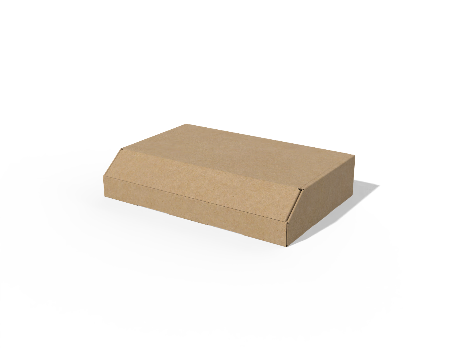 Self-locking angled front mailer box — E-flute corrugated board