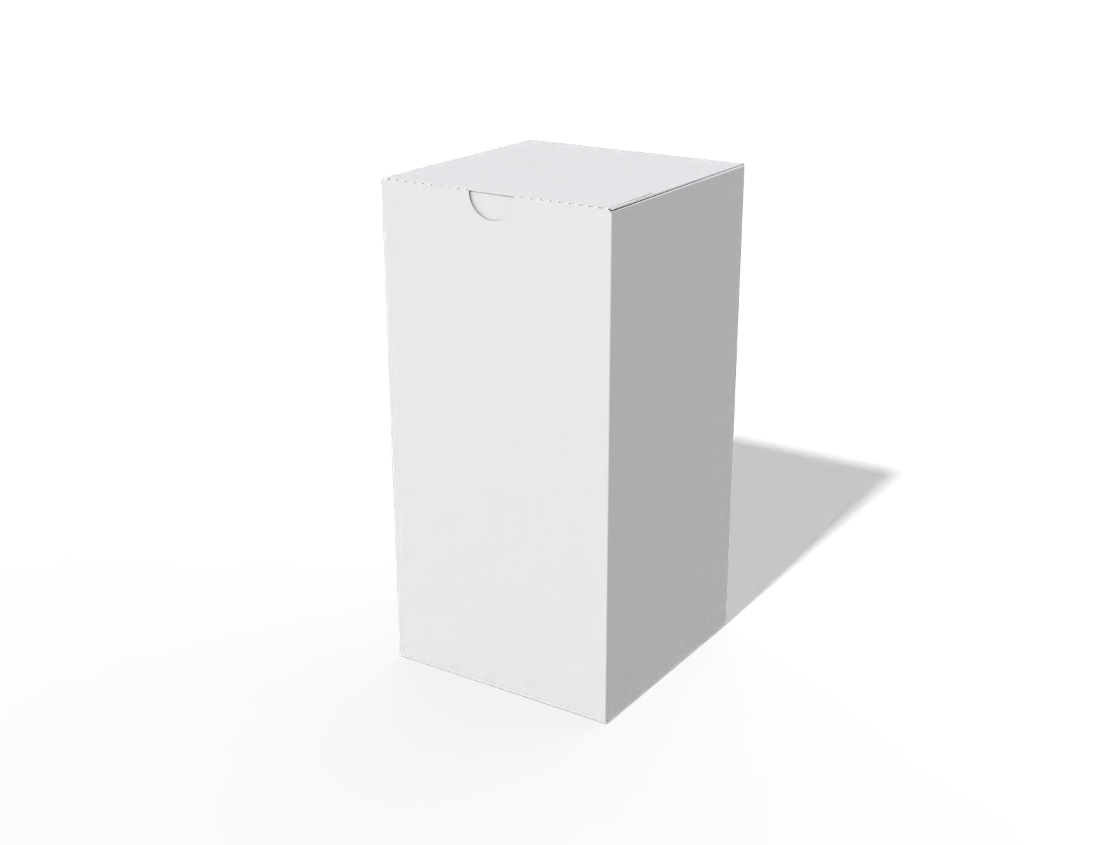 Reverse tuck end box with a glued top closure flap — White paperboard