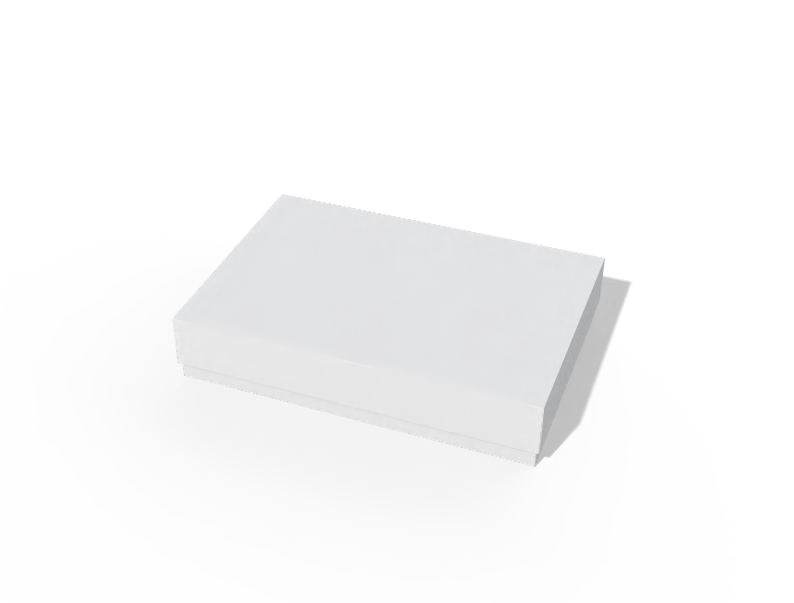 Box with shallow depth lid — White paperboard