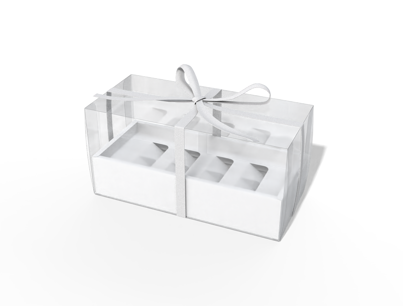 Gift box with ribbon — Clear glossy plastic