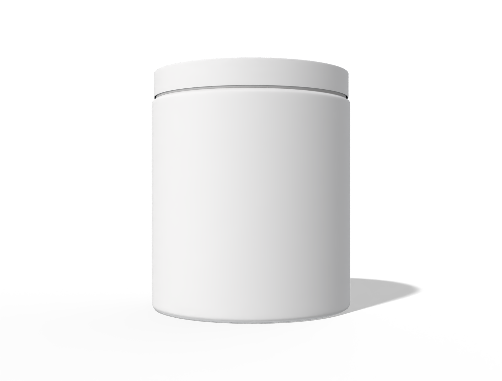 White cylindrical jar — Clear glossy plastic
