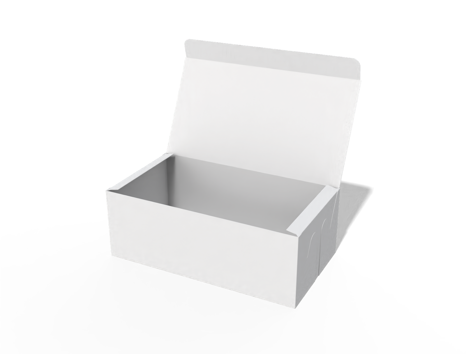Maqueta de caja para enchufes con tapa abatible a presión — White paperboard