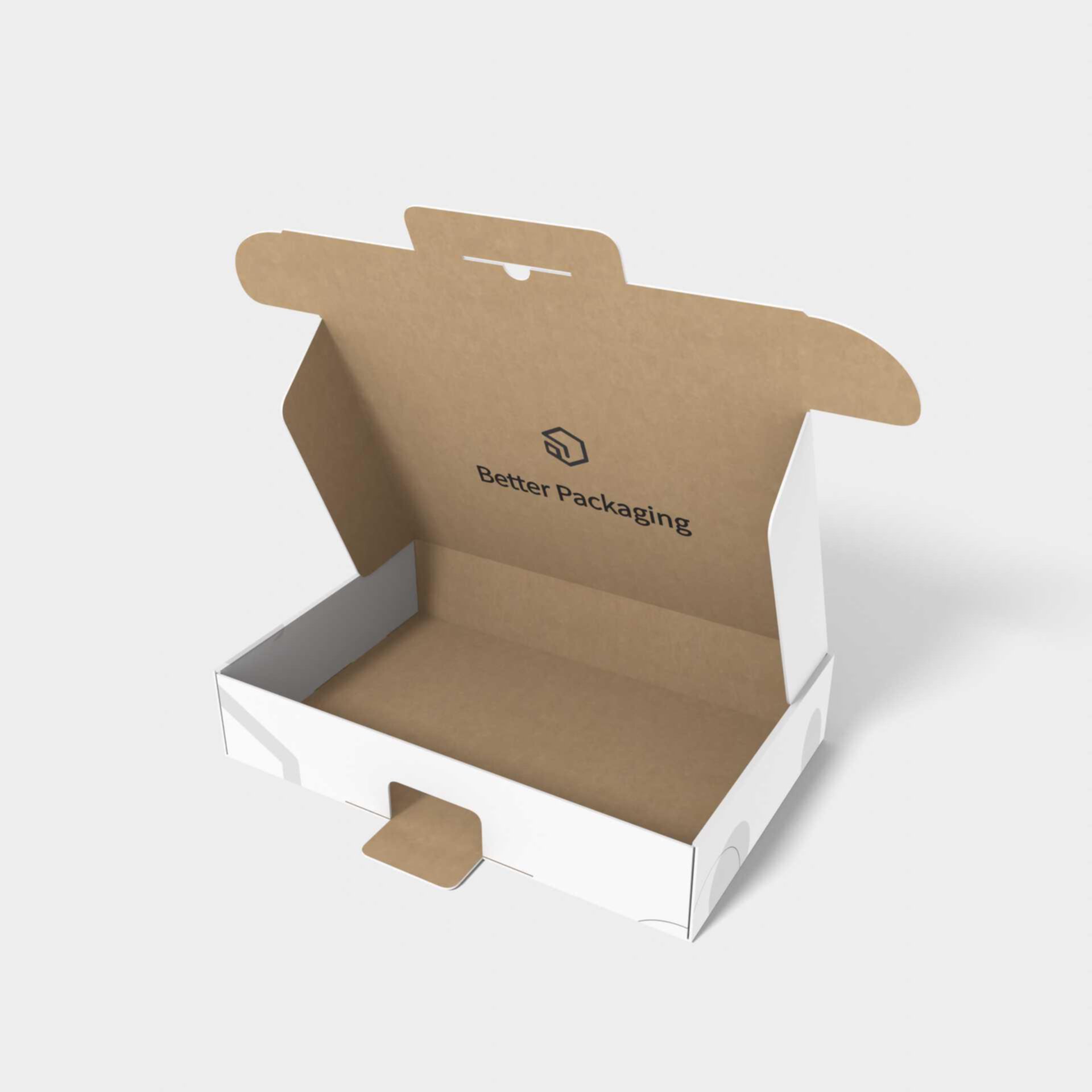 Mailer box with security buckles flip top — Corrugated board