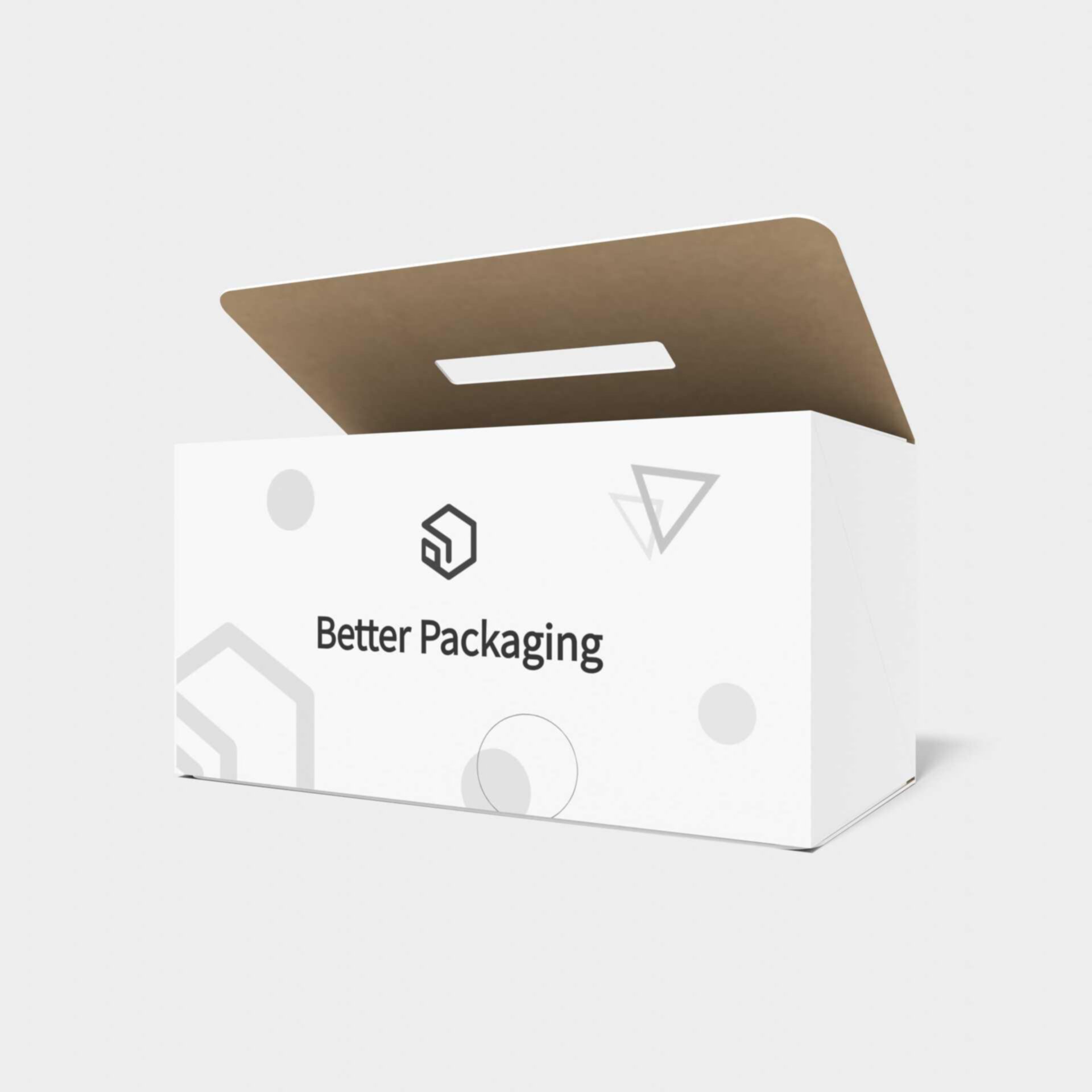 Mailer box with adhesive opening and handles — E-flute corrugated board