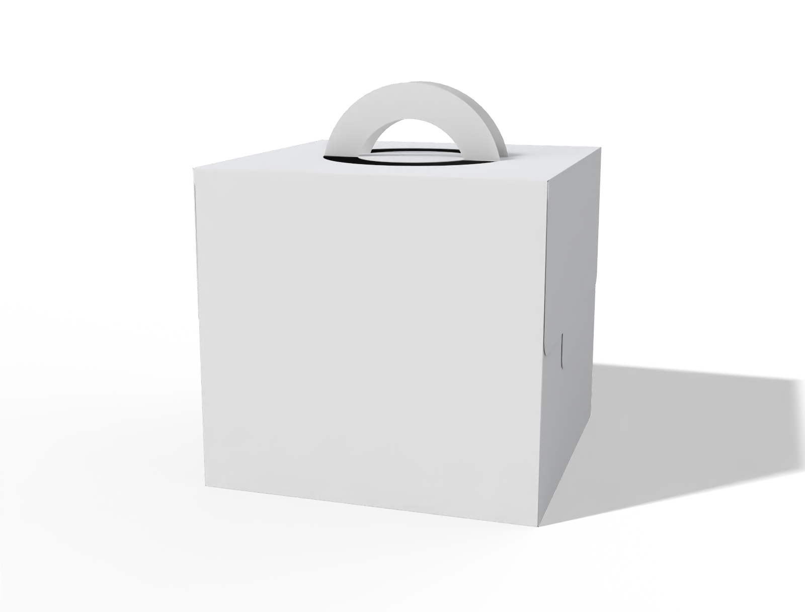 Cake box with handle — White paperboard