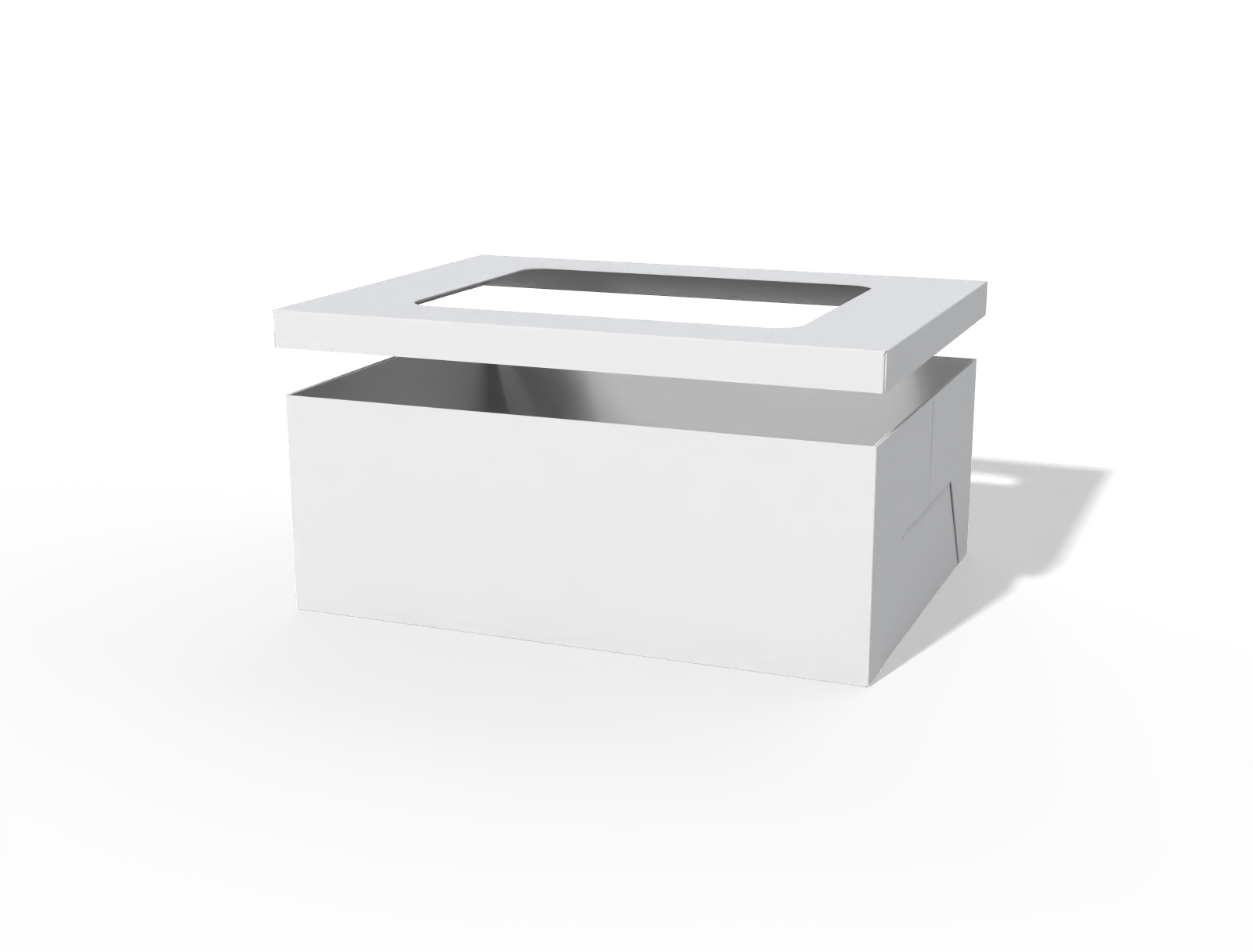 Cake box with window — White paperboard