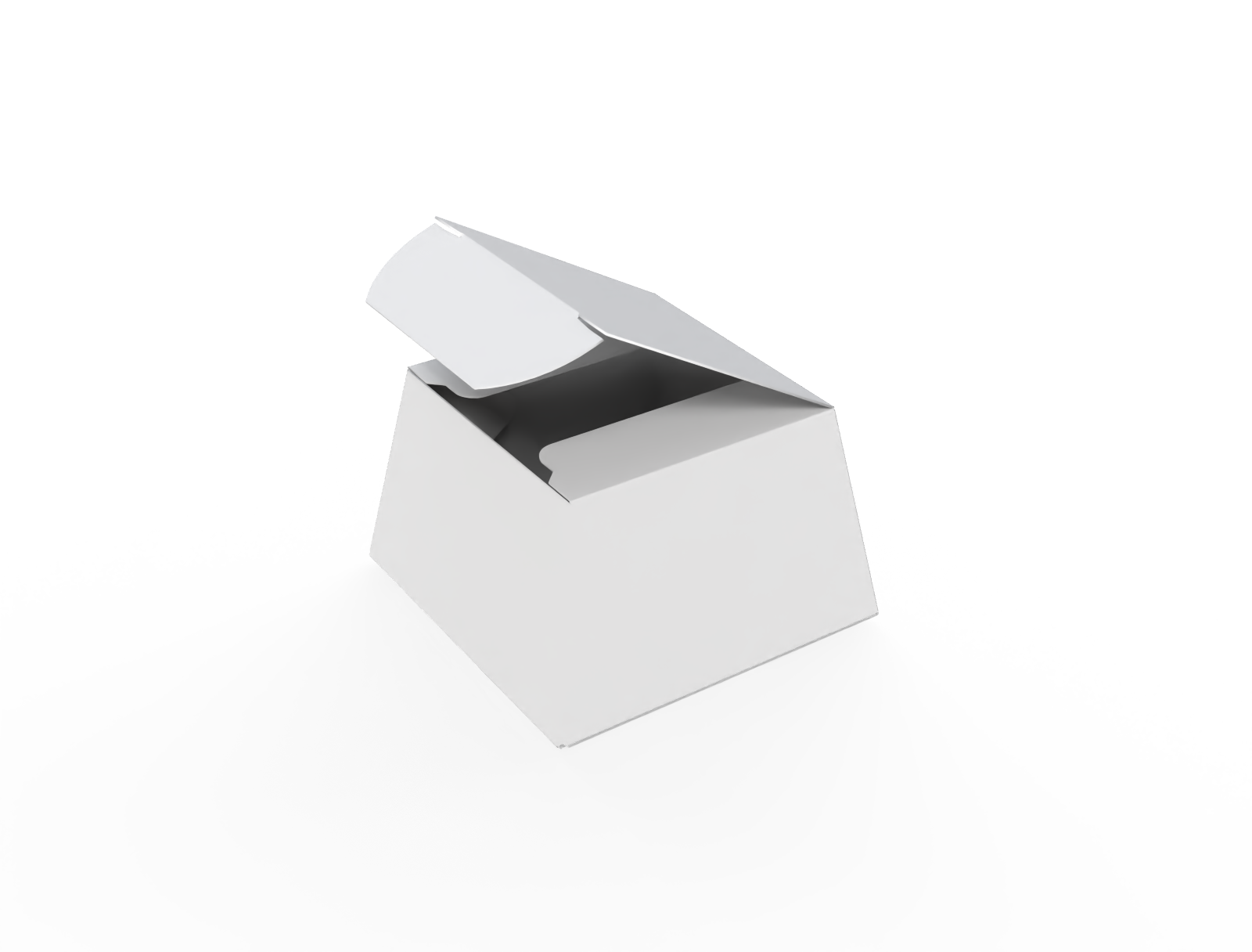 Trapezoidal tuck top snap-lock bottom box — White paperboard