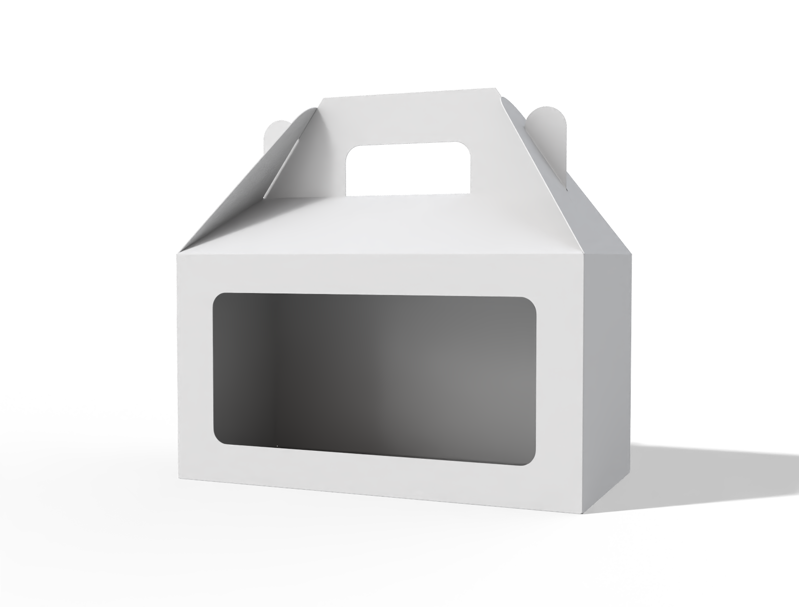 Cake box with window — White paperboard