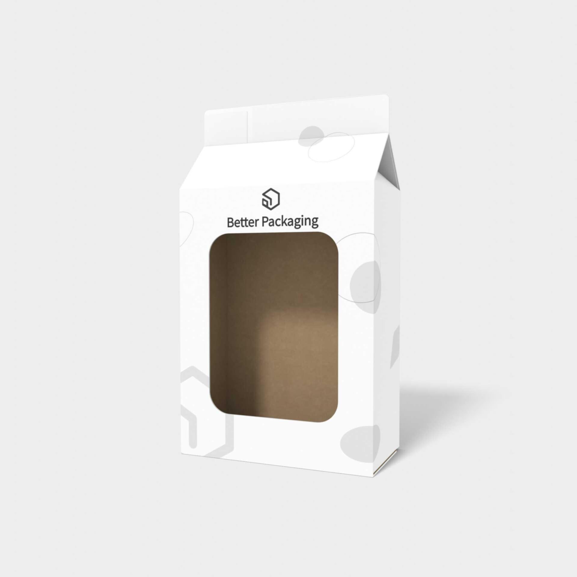 Tuck end box variations with window adhesive bottom — White paperboard