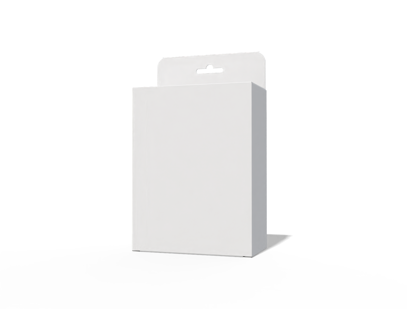 Hanging tall flat medicine box — White paperboard