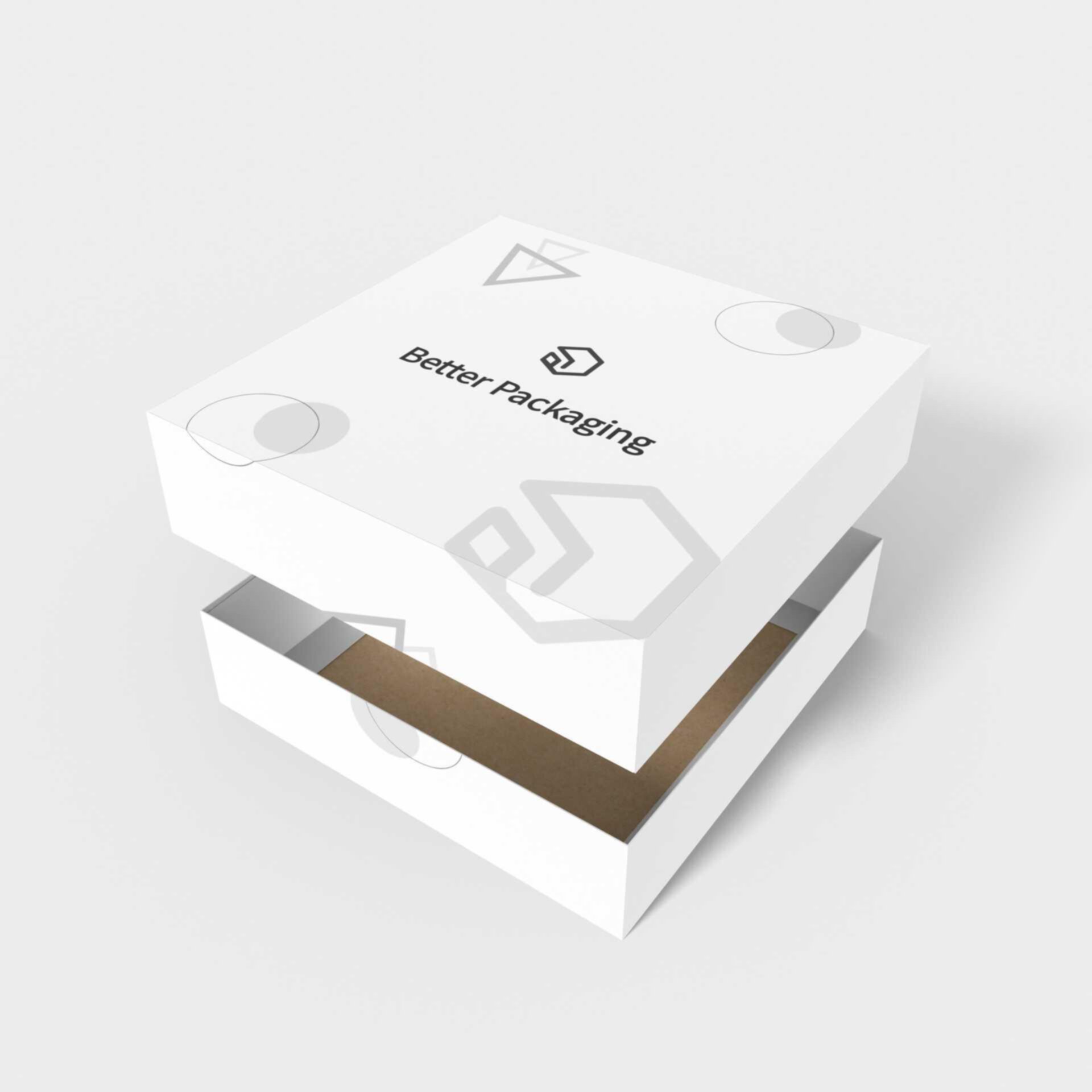 Boxes with lid four folds angled — White paperboard