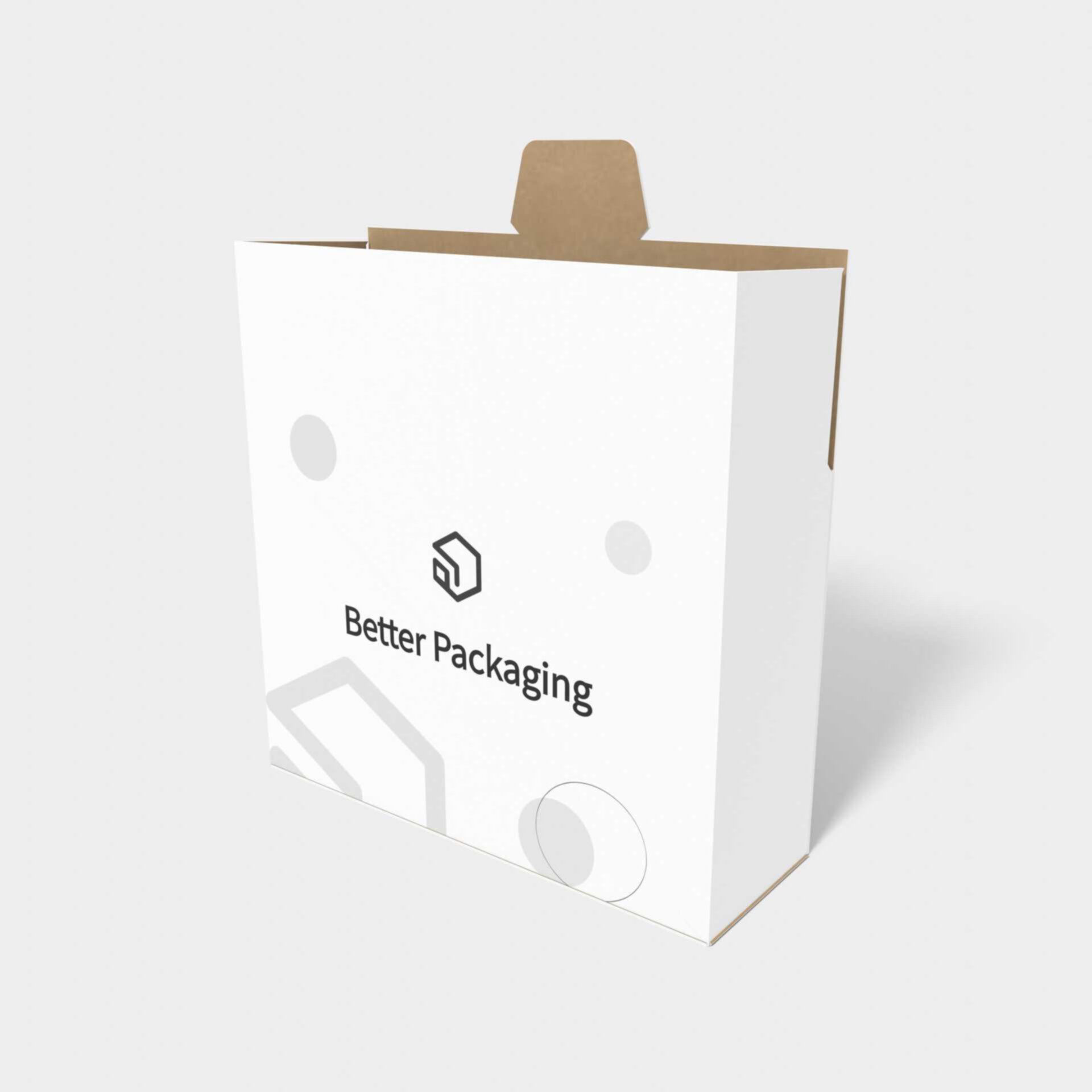 Tuck end box variations front open positive three buttons — White paperboard