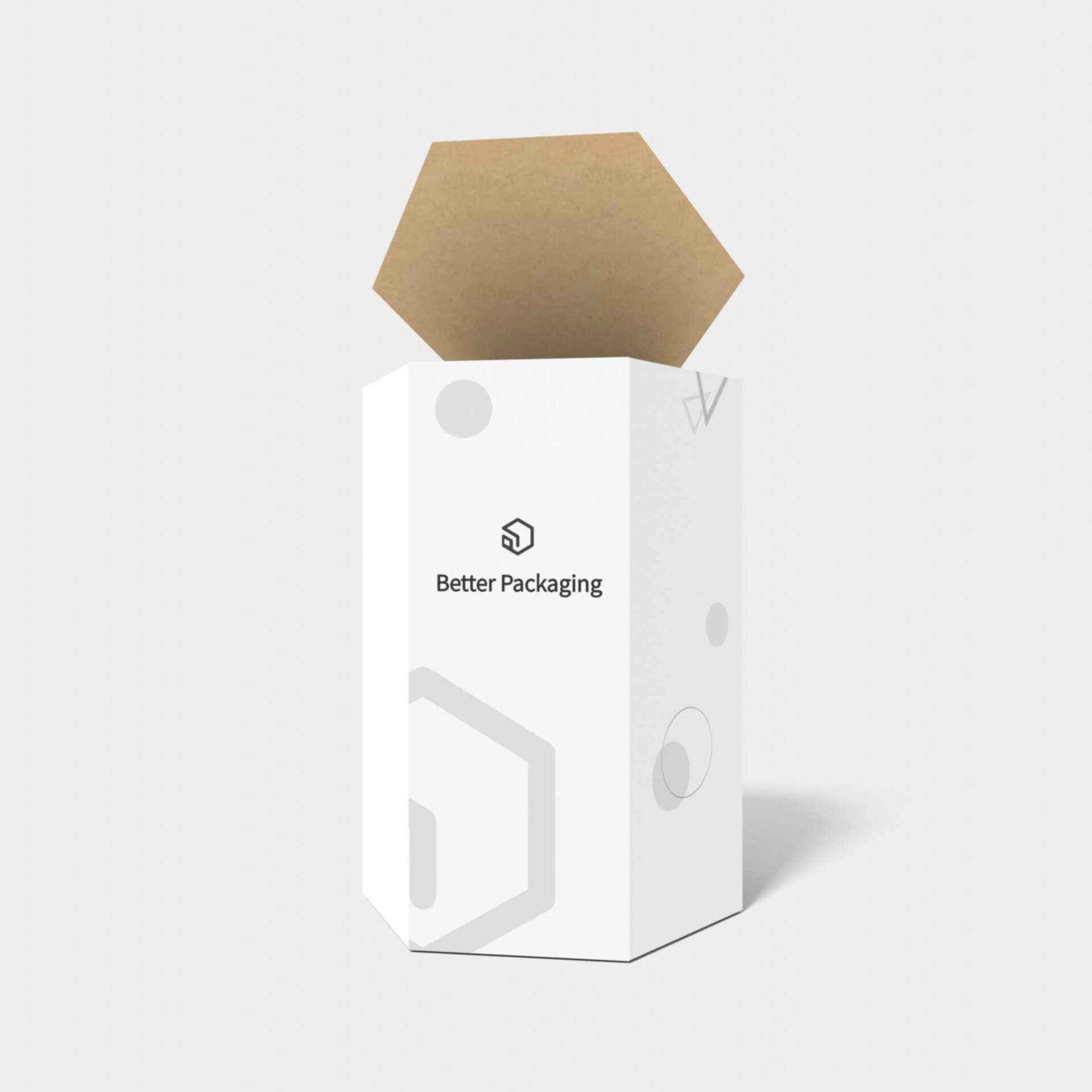 Tuck end box variations hexagonal boxes zipper — White paperboard