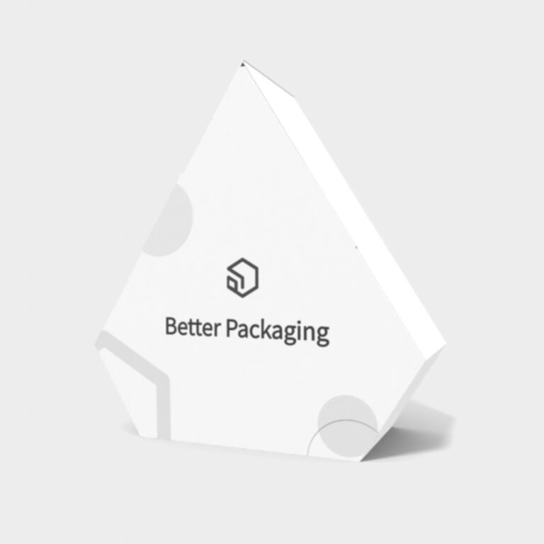 Polygonal boxes buckle pentagon — White paperboard