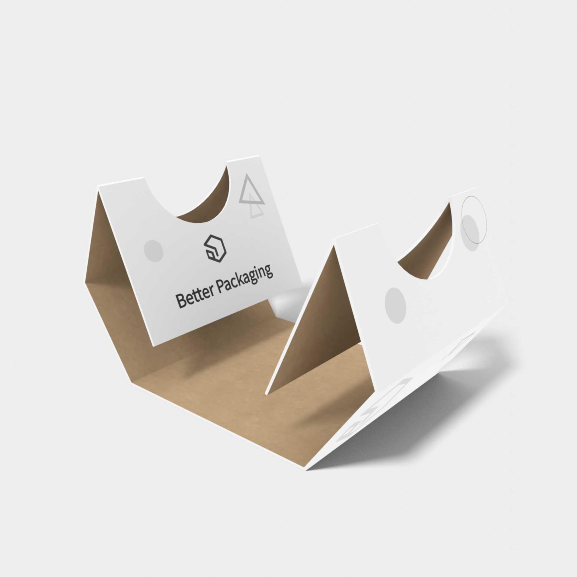 Half circle inserts inserts/dividers triangular structural support — Corrugated board