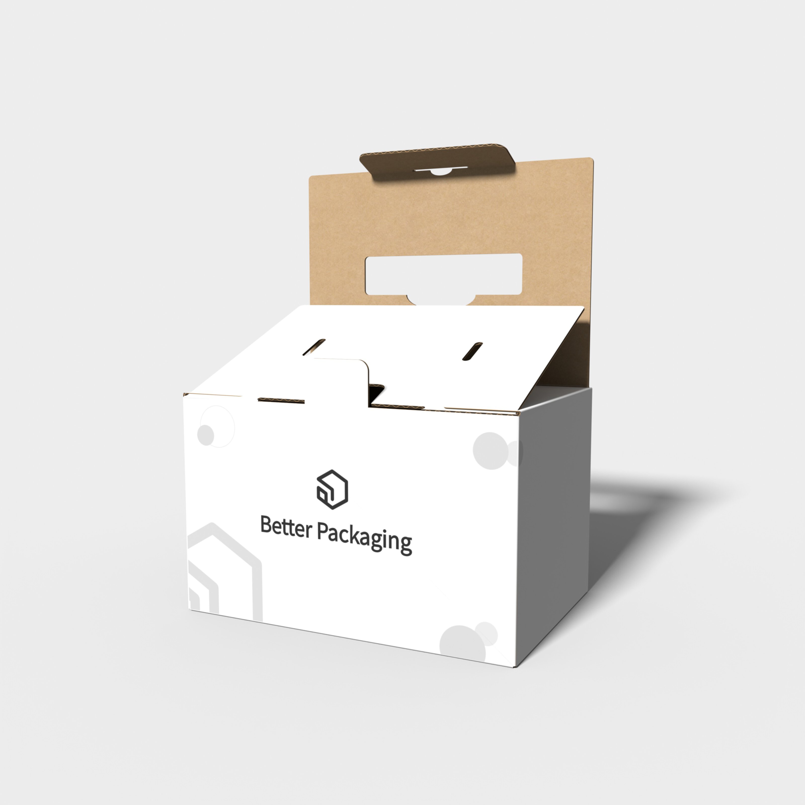 Back open mailer box with handles — Corrugated board