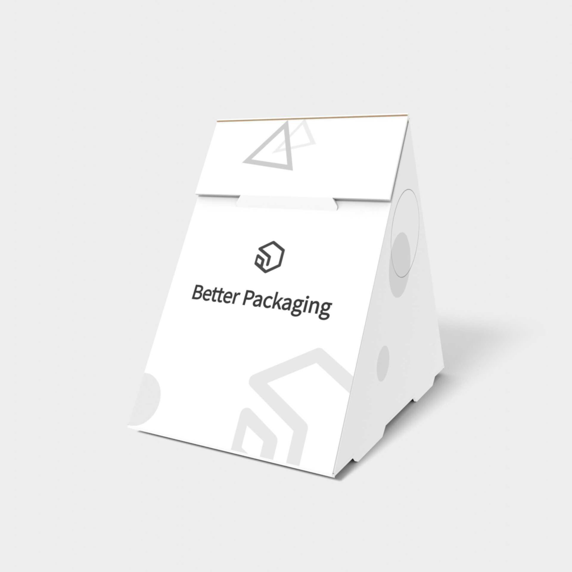 Polygonal boxes triangle lock-top — White paperboard