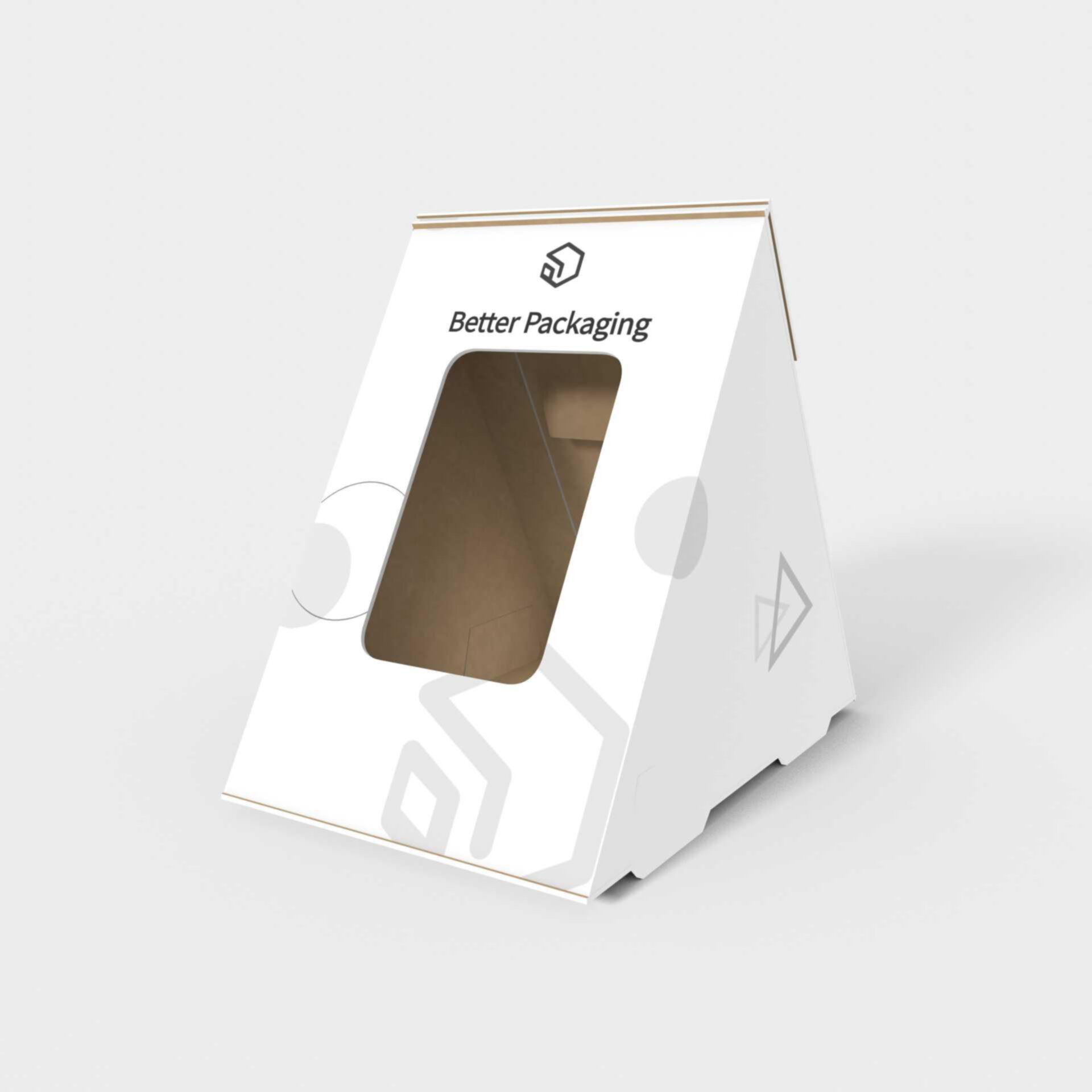 Maqueta de cajas poligonales triangulares con tapa de cierre — White paperboard