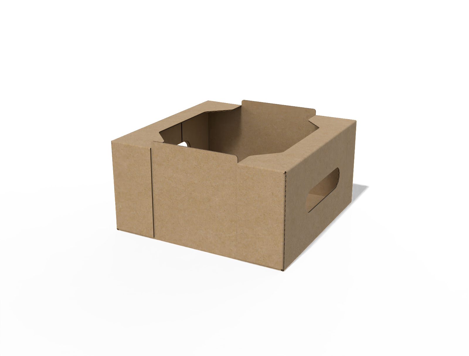 Maqueta de caja de exhibición con asa — E-flute corrugated board