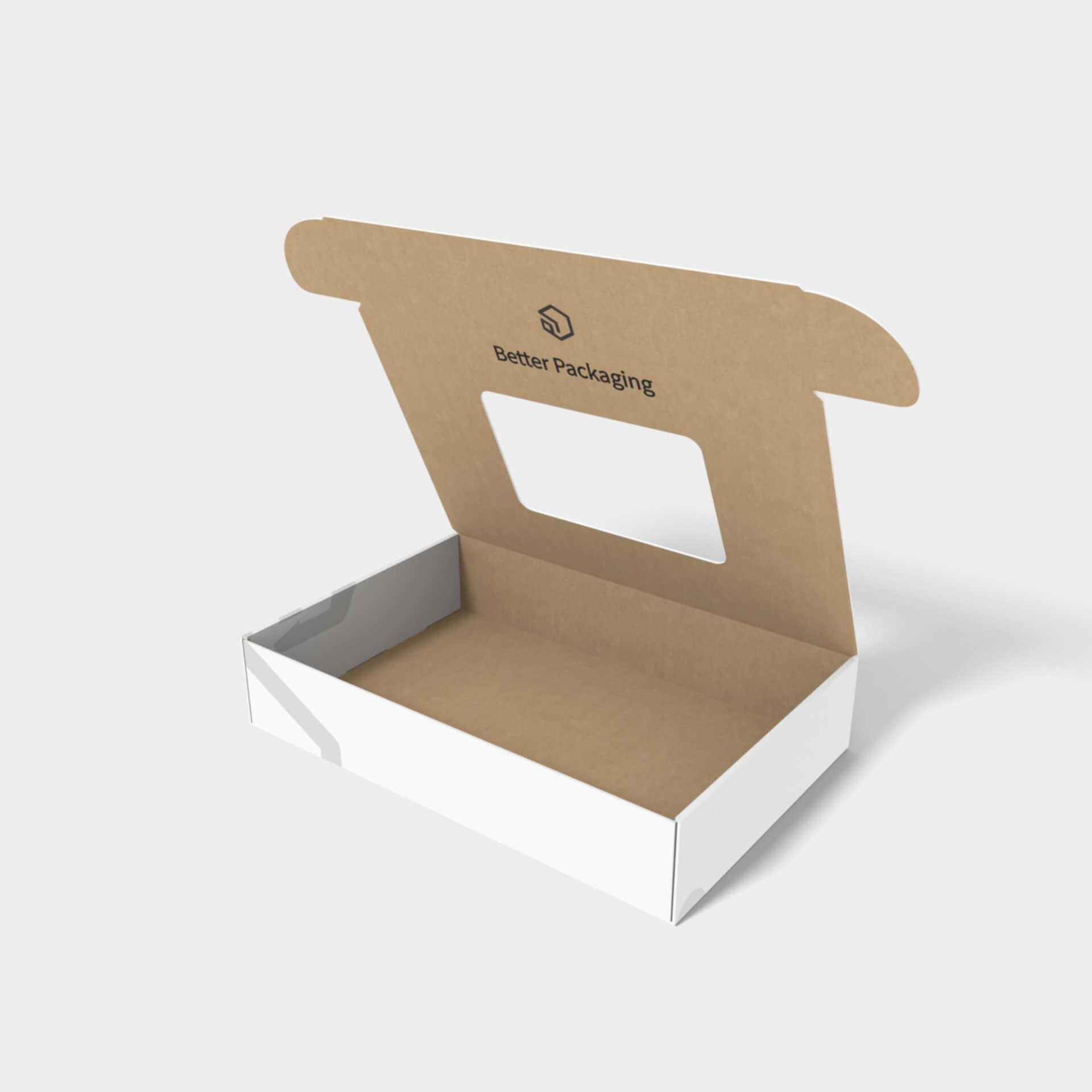 Mailer boxes with window wingless mailer flip top — Corrugated board